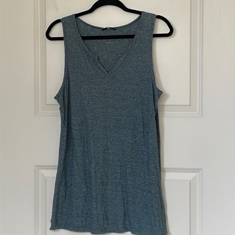 Nau Blue Hemp Blend Longline Sleeveless Tank Top Large